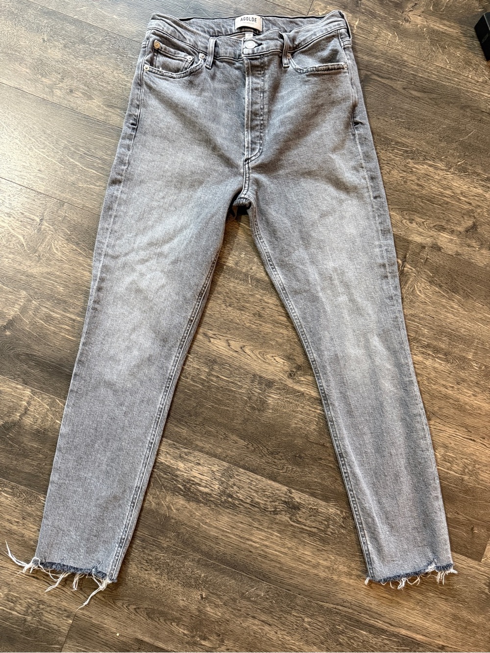 AGOLDE High-Rise Slim Jeans in Faded Gray